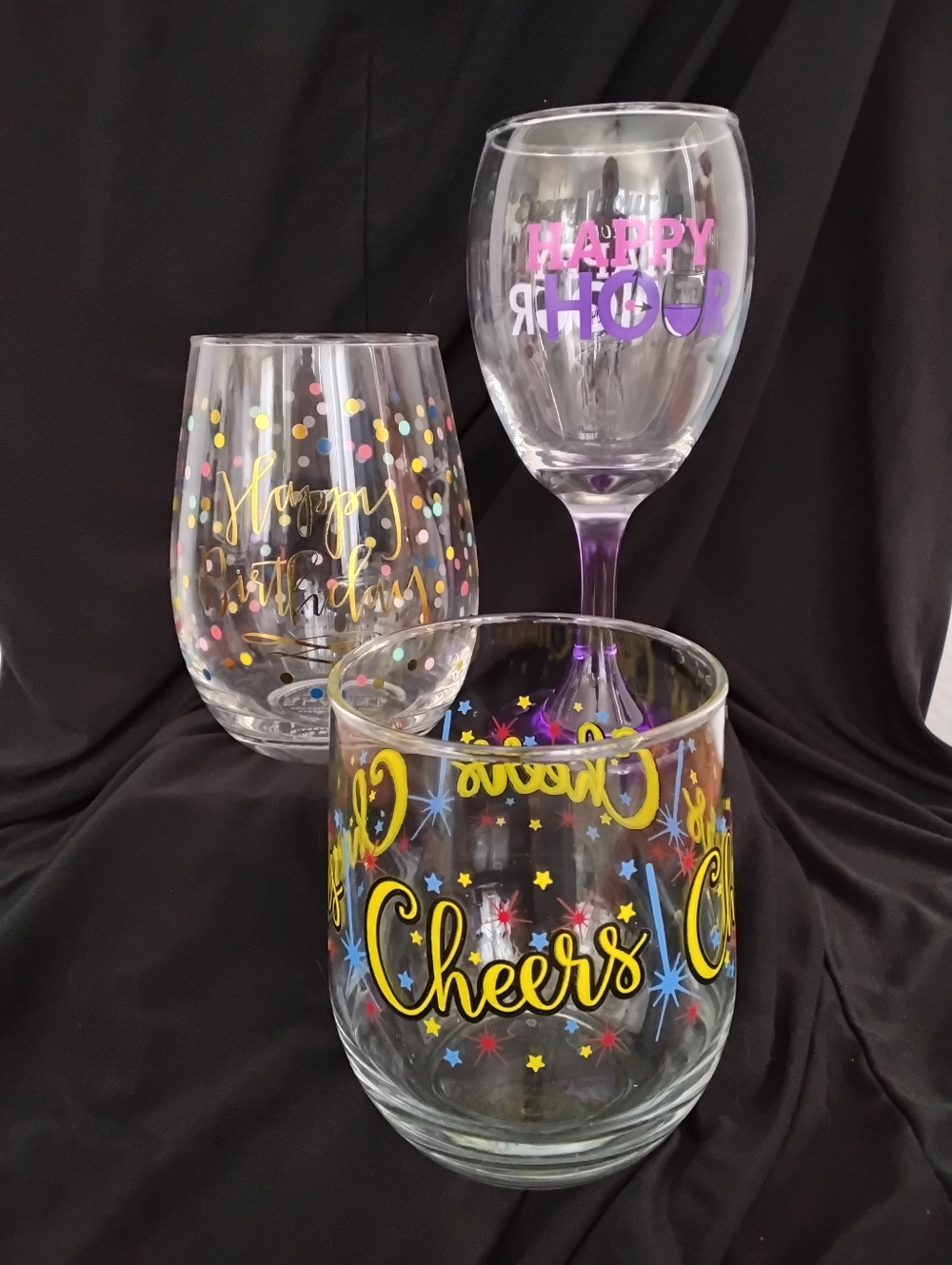 3 Birthday Celebration - Cheers - Drinking Cocktail Glasses